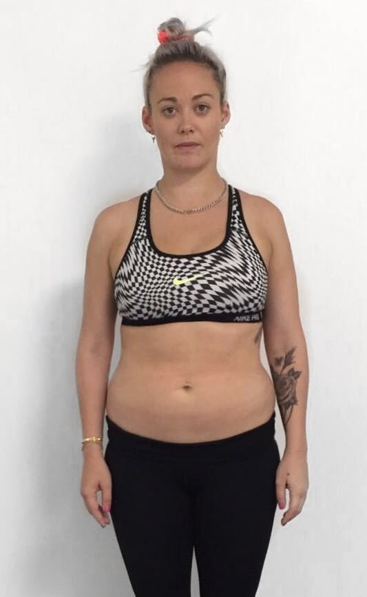 Female body transformation before after at Roar Fitness