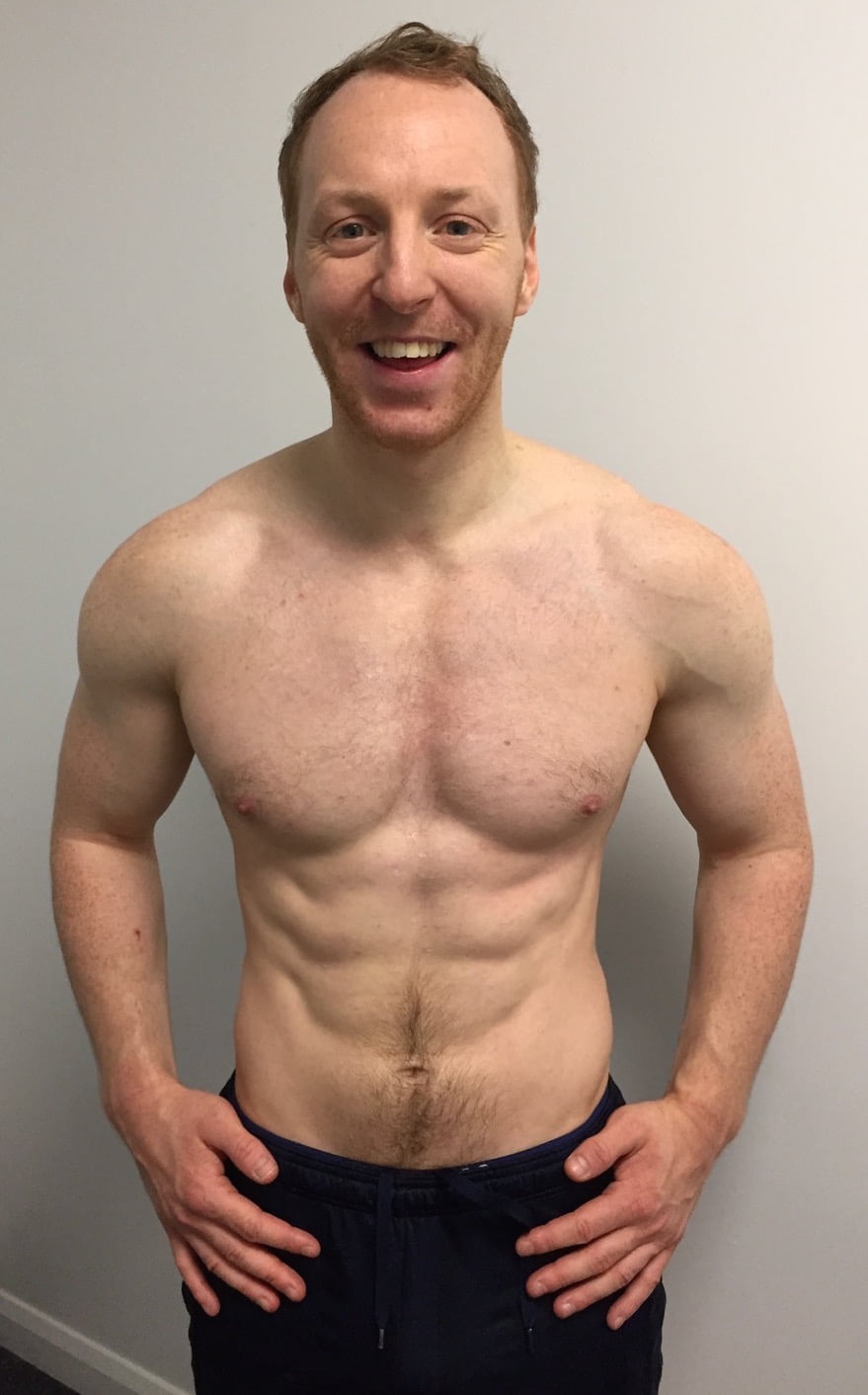 Male body transformation before photo at Roar Fitness London