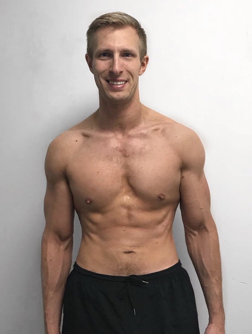 Male body transformation after photo at Roar Fitness London