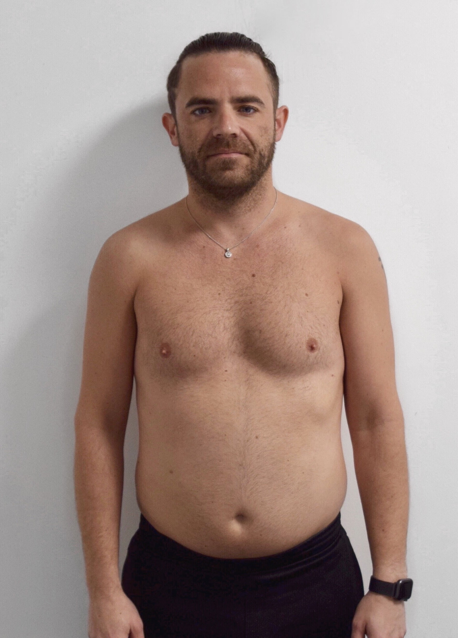Male body transformation before photo body composition Roar Fitness