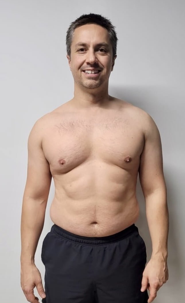 Male body transformation after photo fat loss personal training