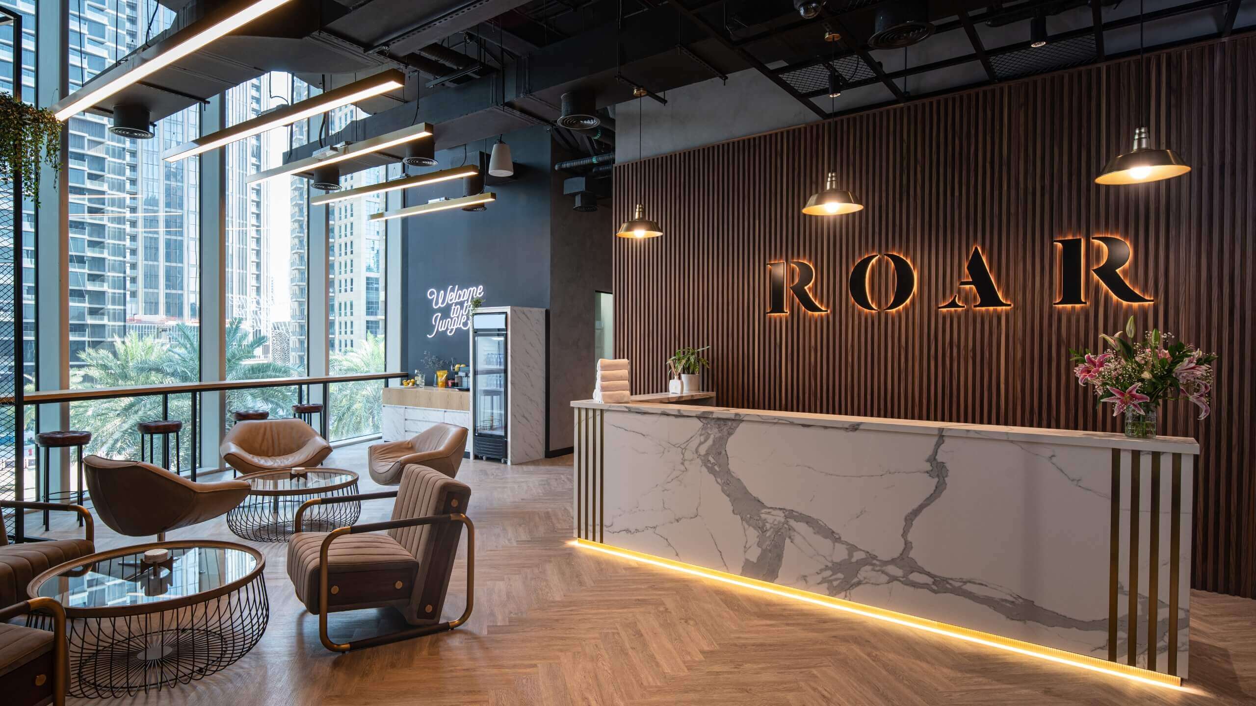 Reception at the Roar Fitness personal training gym in Downtown Dubai