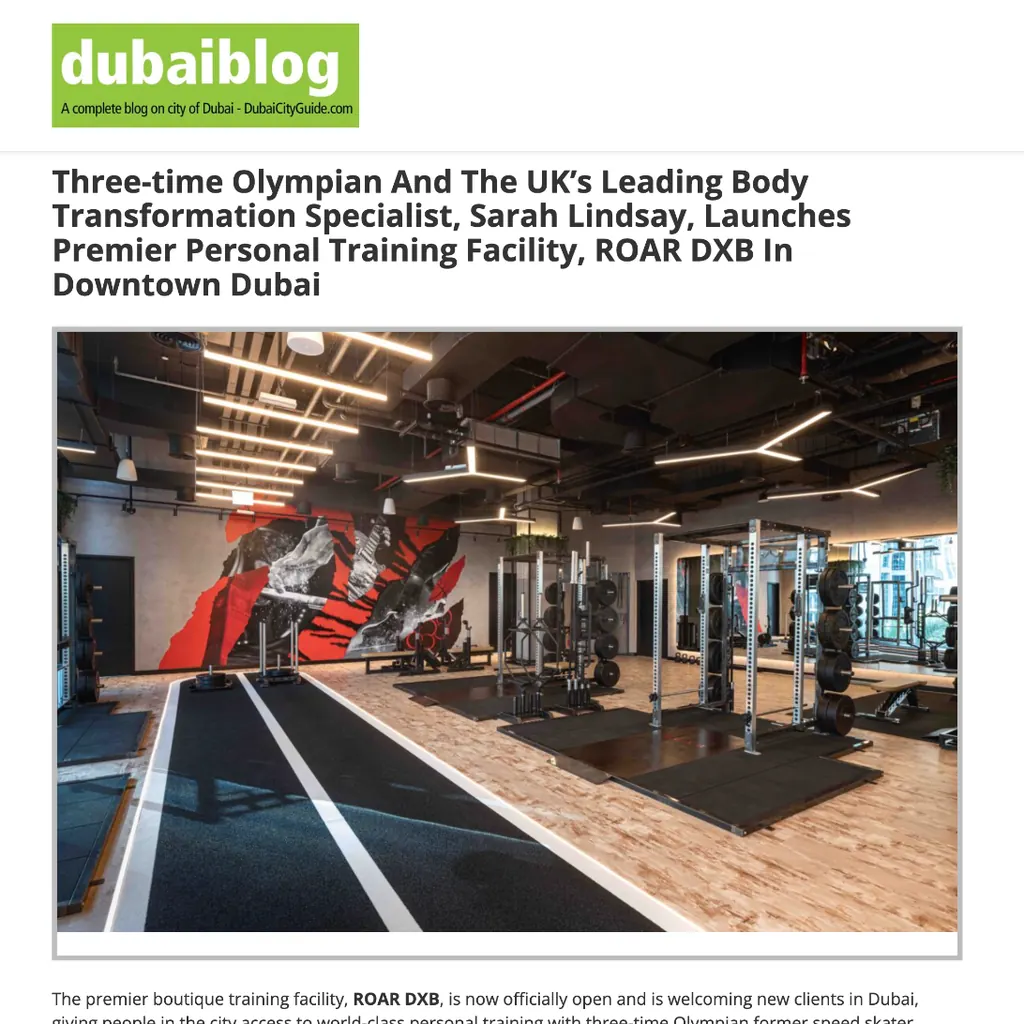 The Dubai City Guide article on Sarah Lindsay launching ROAR DXB in Downtown Dubai