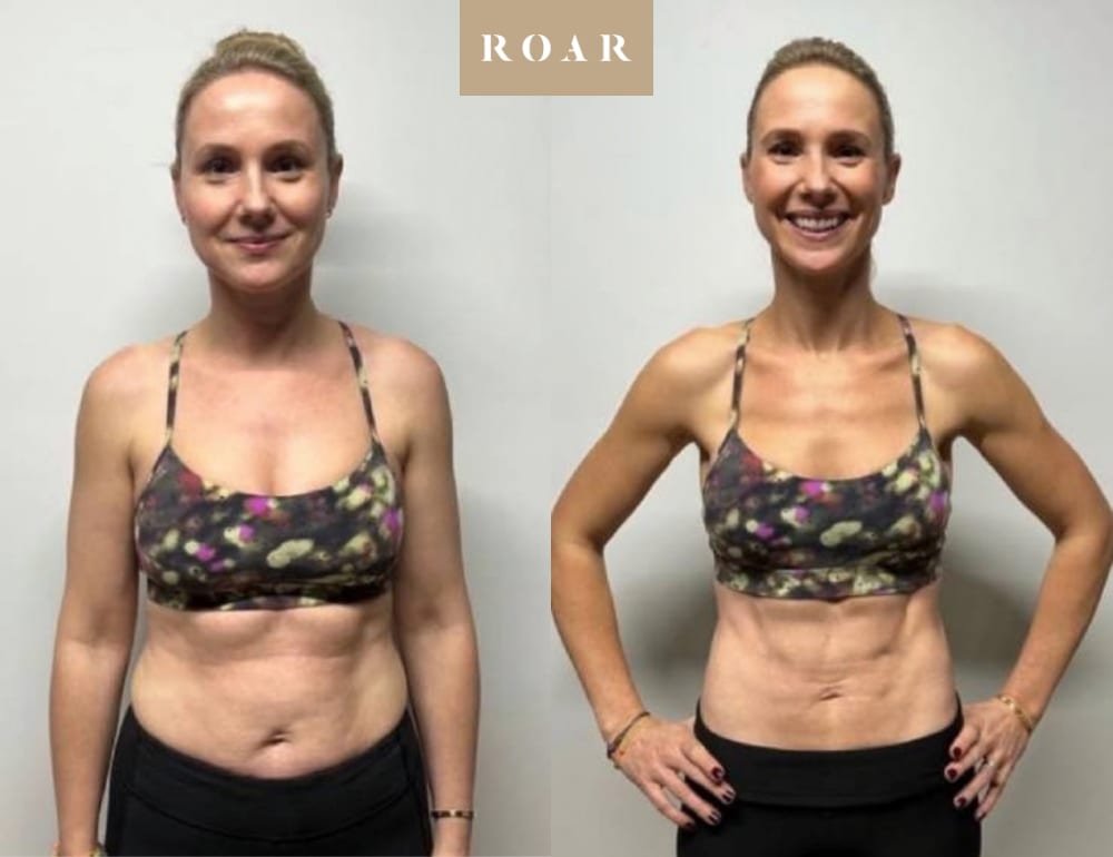 Arabella before and after her female body transformation with ROAR Fitness London personal training
