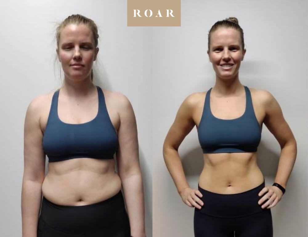 Dfainan before and after her female body transformation with ROAR Fitness London personal training