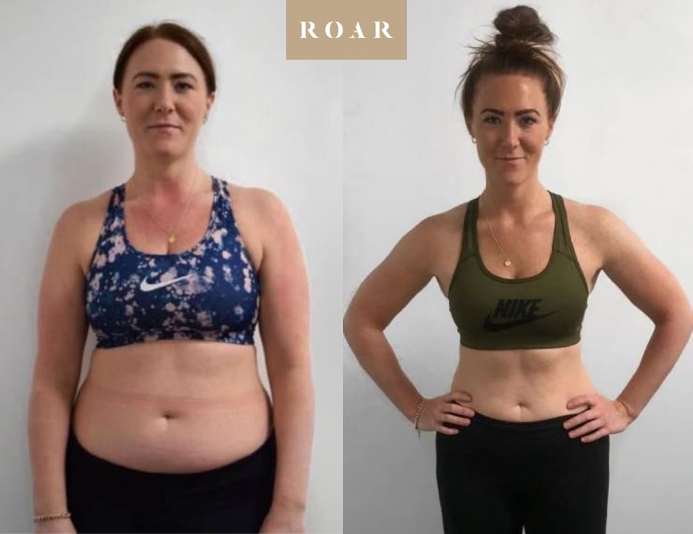 Harriet's female body transformation, before and after personal training at ROAR Fitness London