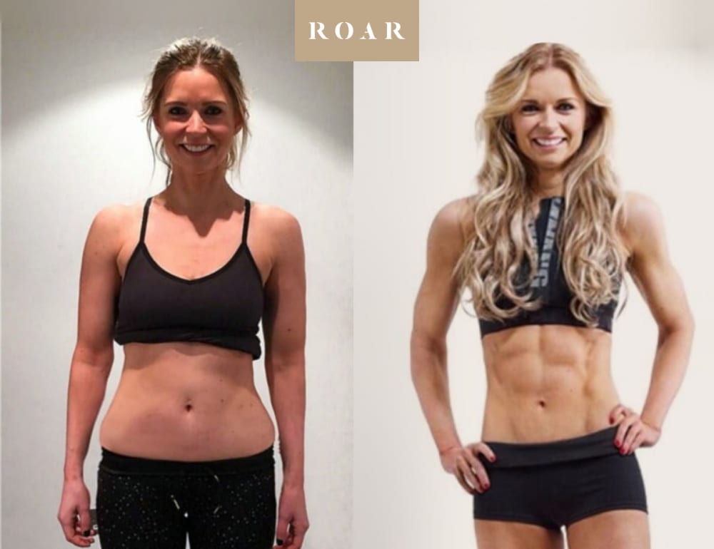 Heidi before and after her female body transformation with ROAR Fitness London personal training
