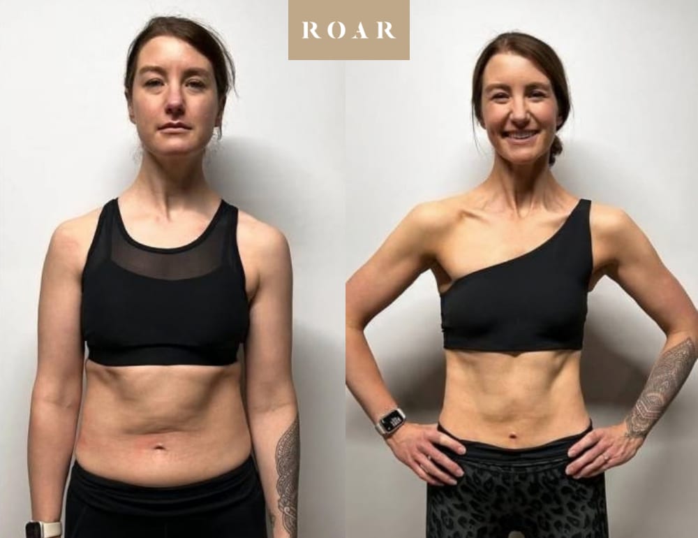 Kate R's female body transformation, before and after personal training at ROAR Fitness London