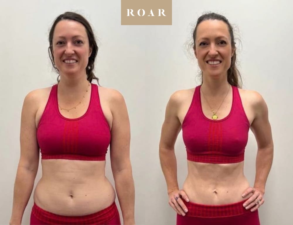 Katherine before and after her female body transformation with ROAR Fitness London personal training