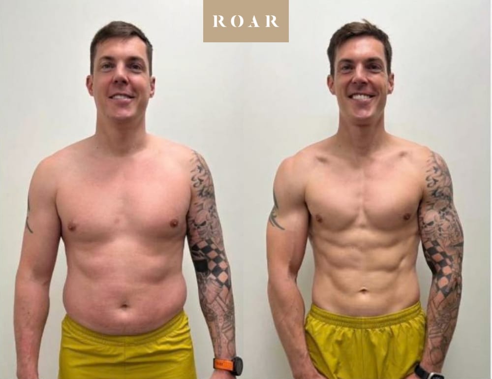 Craig before and after his male body transformation with ROAR Fitness London personal training