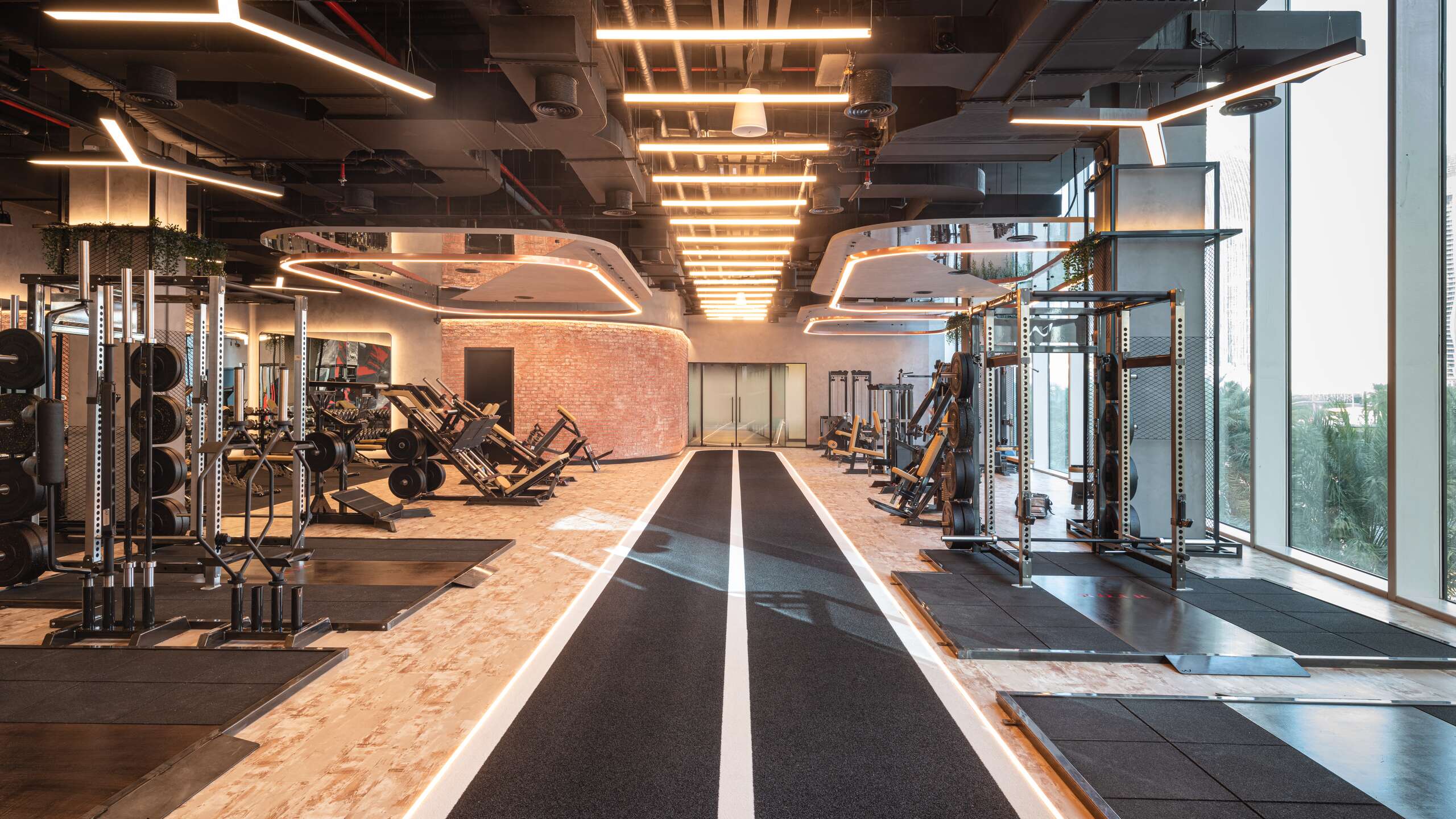 Sled track and strength area at Roar Fitness, a private gym in Downtown Dubai